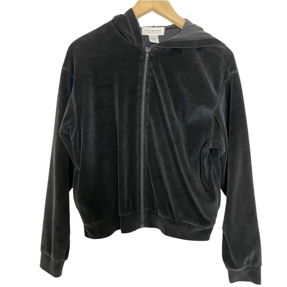 Club Monaco black velour zip up hoodie large
